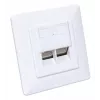 Intellinet 2-Port Cat6 10G Shielded RJ45 Wall Plate Flush Mount with Faceplate, STP, Signal White RAL9003