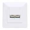 Intellinet 2-Port Cat6 10G Shielded RJ45 Wall Plate Flush Mount with Faceplate, STP, Signal White RAL9003