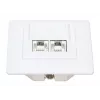 Intellinet 2-Port Cat6 10G Shielded RJ45 Wall Plate Flush Mount with Faceplate, STP, Signal White RAL9003