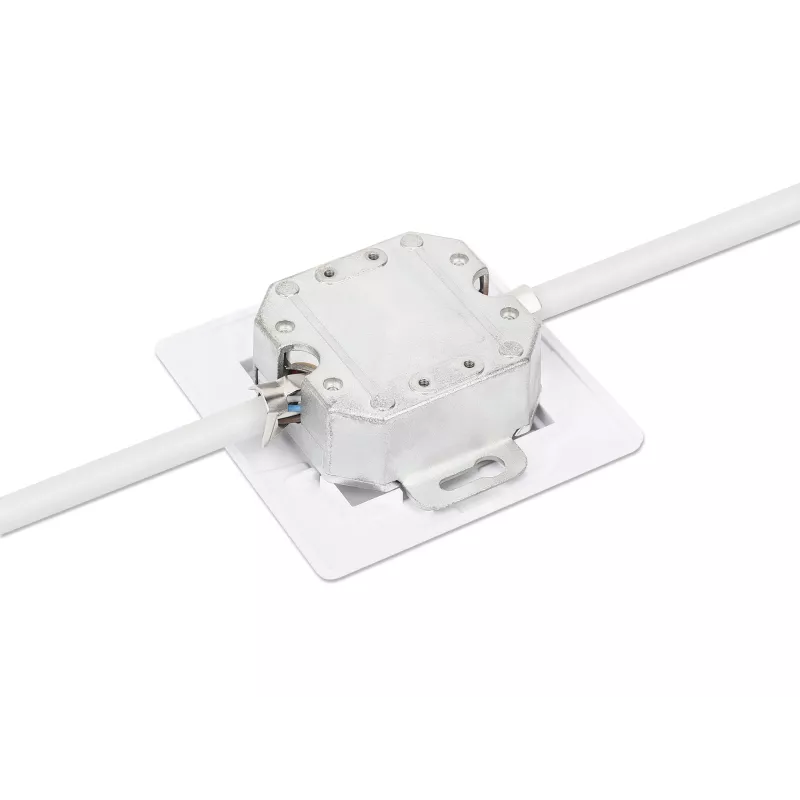 Intellinet 2-Port Cat6 10G Shielded RJ45 Wall Plate Flush Mount with Faceplate, STP, Signal White RAL9003