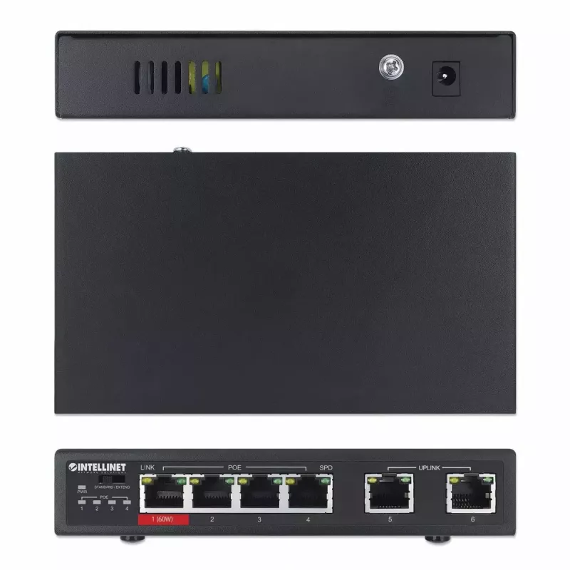 Intellinet 6-Port Fast Ethernet Switch 4 PoE Ports 65W Power Budget