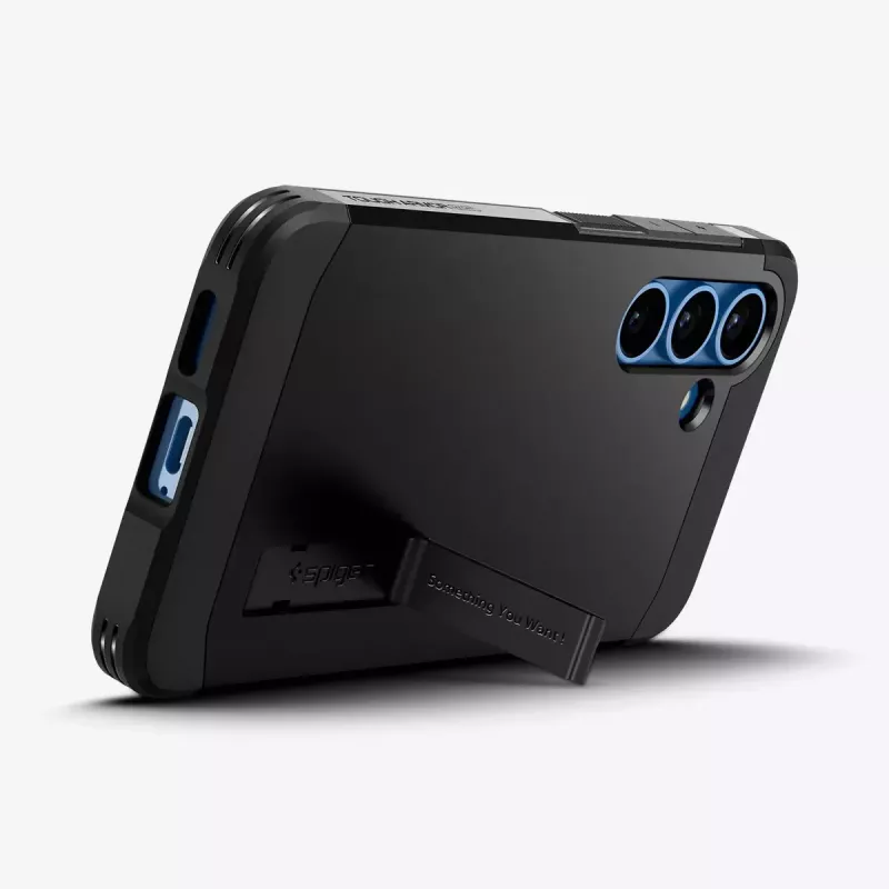 Spigen Galaxy S25 Case Tough Armor AI Black Cover with Desktop Stand