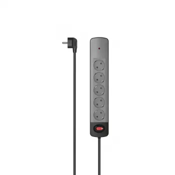 Hama 00223056 power extension 1.5 m 5 AC outlet(s) Indoor Black, Grey