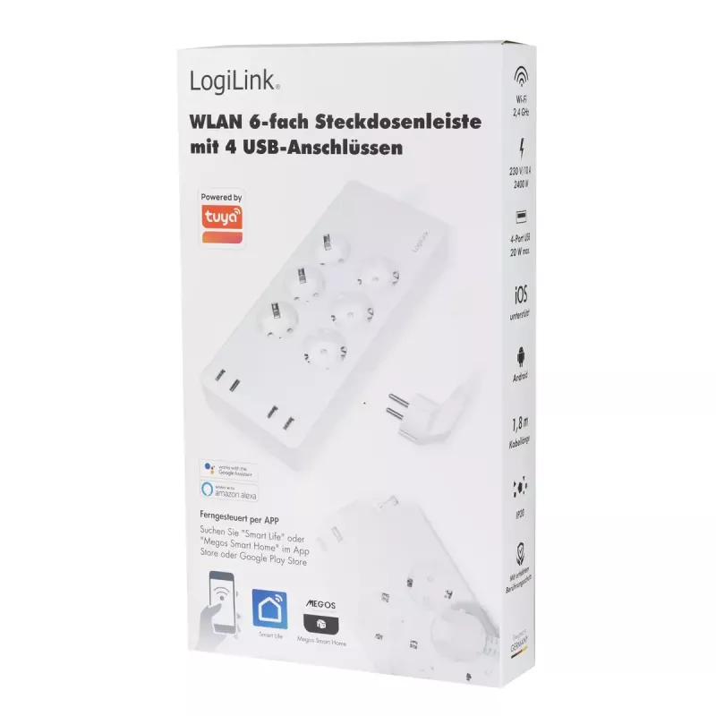 LogiLink Wi-Fi Smart Socket outlet 6-way CEE 7/3 4x USB