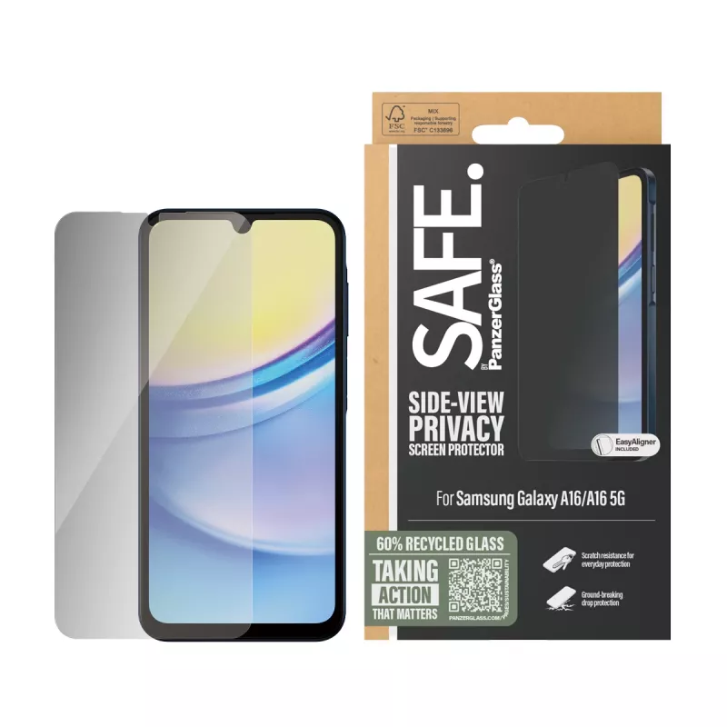 PanzerGlass SAFE. by ® Privacy Screen Protector Samsung Galaxy A16 | A16 5G | Ultra-Wide Fit