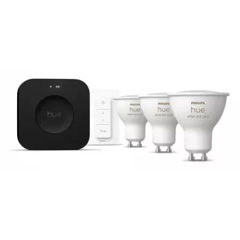 Philips Hue White and colour ambience Starter kit: 3 GU10 bulbs + Dimmer switch + Bridge Pro