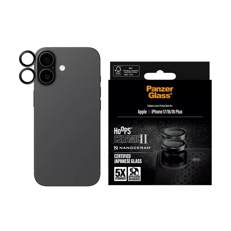 Camera Lens Protector PanzerGlass Hoops Ceramic II for iPhone 17 16 16 Plus Scratch Shock Resistant