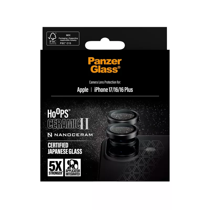 Camera Lens Protector PanzerGlass Hoops Ceramic II for iPhone 17 16 16 Plus Scratch Shock Resistant