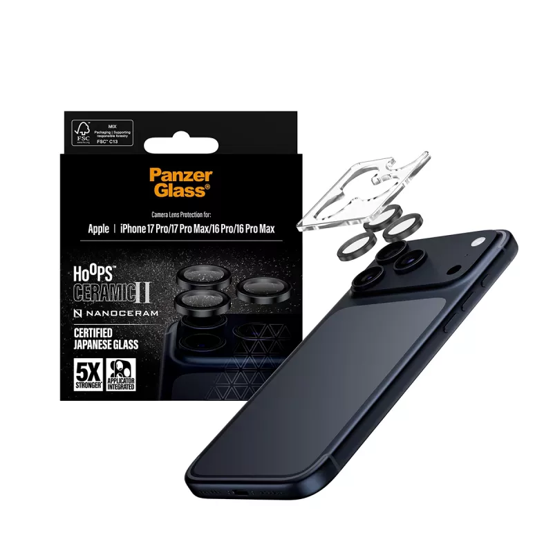 PanzerGlass ® Hoops® Ceramic II Camera Lens Protector iPhone 17 Pro | iPhone 17 Pro Max | iPhone 16 Pro | 16 Pro Max