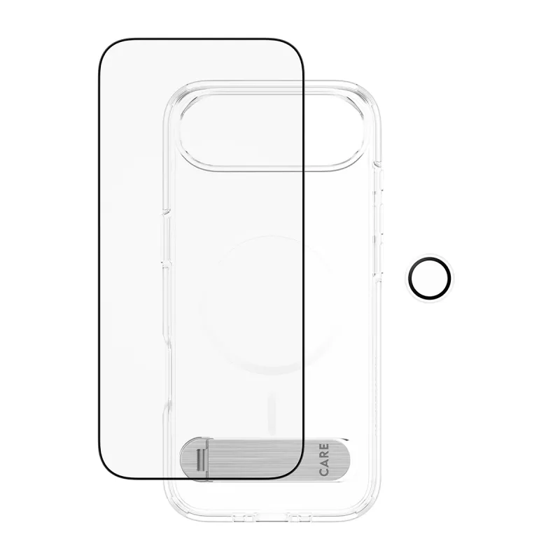 Screen protection bundle PanzerGlass CARE 3-in-1 Feature Kick for iPhone Air — tempered glass, PET, silicone, transparent