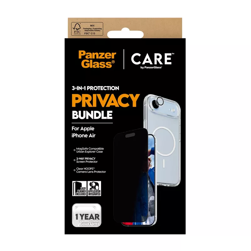 Protective phone case PanzerGlass CARE for iPhone 17 Air — Privacy 3-in-1