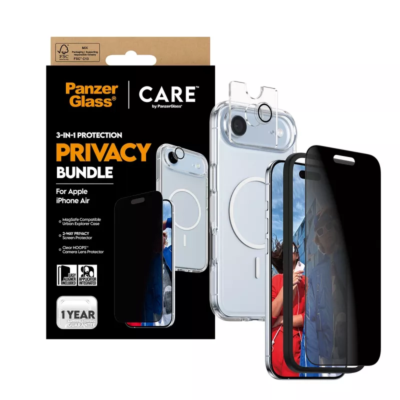 Protective phone case PanzerGlass CARE for iPhone 17 Air — Privacy 3-in-1