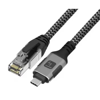 Network cable TECHLY USB-C to Gigabit Ethernet RJ45, Cat6, 3 m, USB 3.2 Gen 1, F/UTP, black