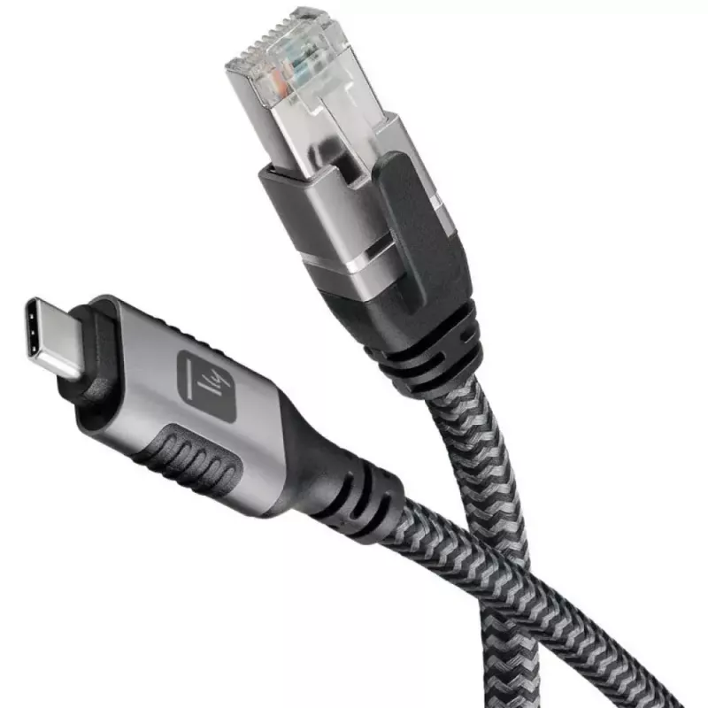 Network cable TECHLY USB-C to Gigabit Ethernet RJ45, Cat6, 3 m, USB 3.2 Gen 1, F/UTP, black