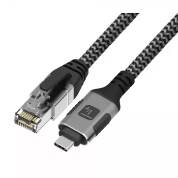 Network cable TECHLY USB-C to Gigabit Ethernet RJ45, Cat6, 3 m, USB 3.2 Gen 1, F/UTP, black