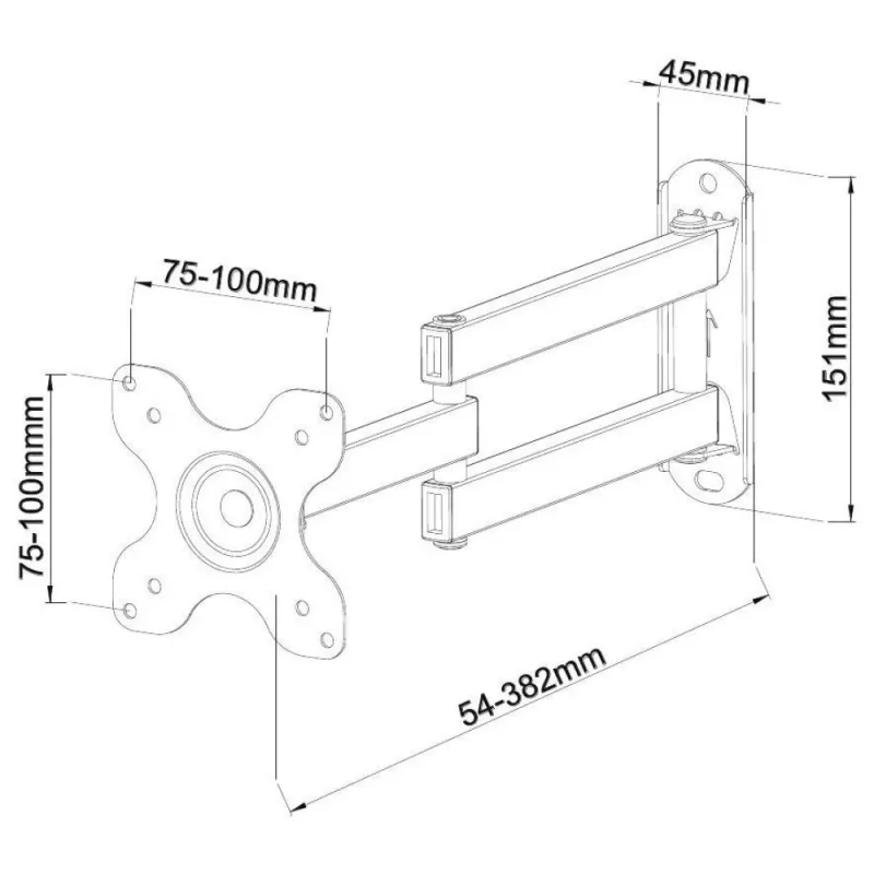 Techly Wall Support for LCD LED 13-30 inch Tilting 2 Joints Black ICA-LCD 923B