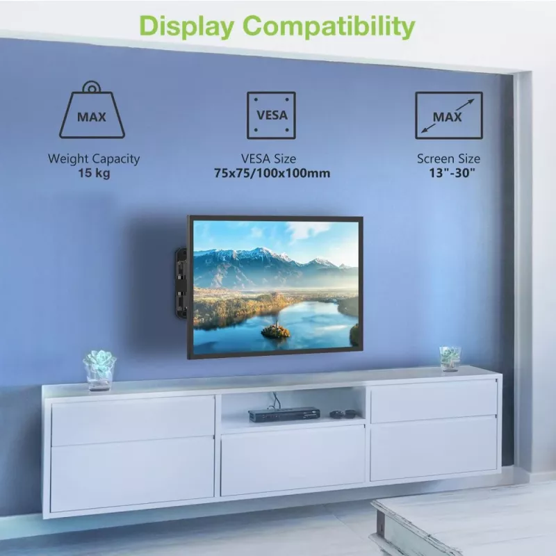 Techly Wall Support for LCD LED 13-30 inch Tilting 2 Joints Black ICA-LCD 923B