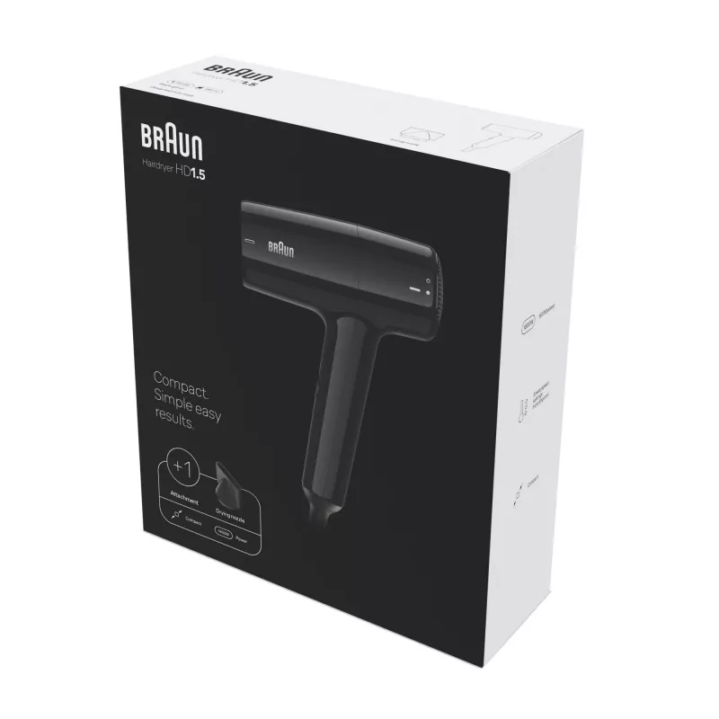 Hair dryer BRAUN BRHD150E 1500W compact design, 1500 W, foldable handle