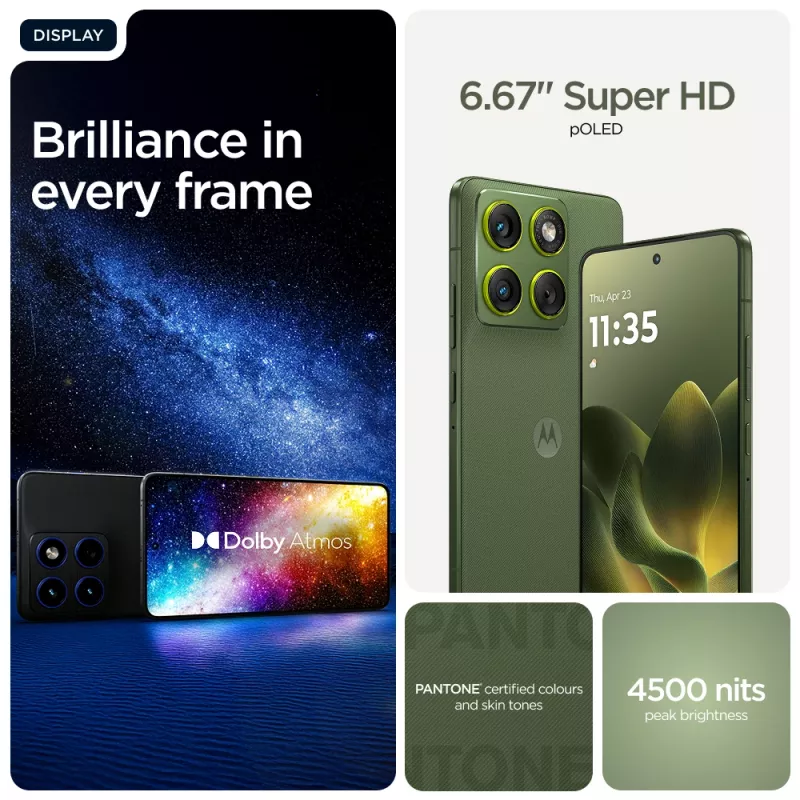 Smartphone Motorola edge 70 — 6.7 inch P-OLED, Snapdragon 7 Gen 4, 12 GB RAM, 512 GB, Dual SIM, 4800 mAh, Green, IP68/IP69