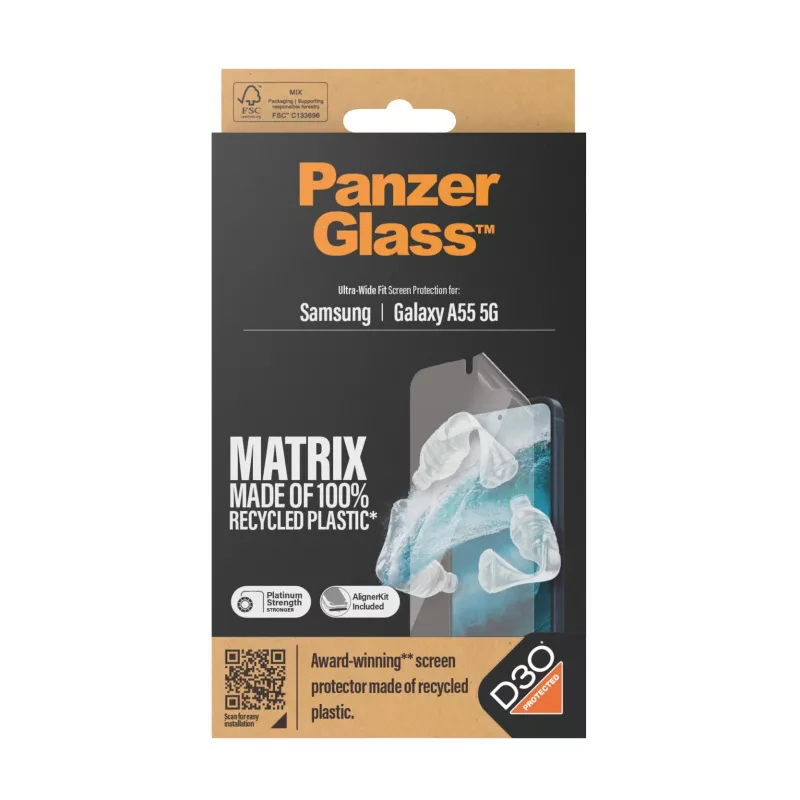 PanzerGlass ® ECO MATRIX Screen Protector Samsung Galaxy A55 5G | Ultra-Wide Fit w. AlignerKit