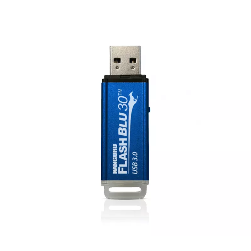 Kanguru FlashBlu30 SuperSpeed USB3.0 64GB |Secure Flash Drive| Physical Write Protect Switch | Windows “Ready Boost” compatible