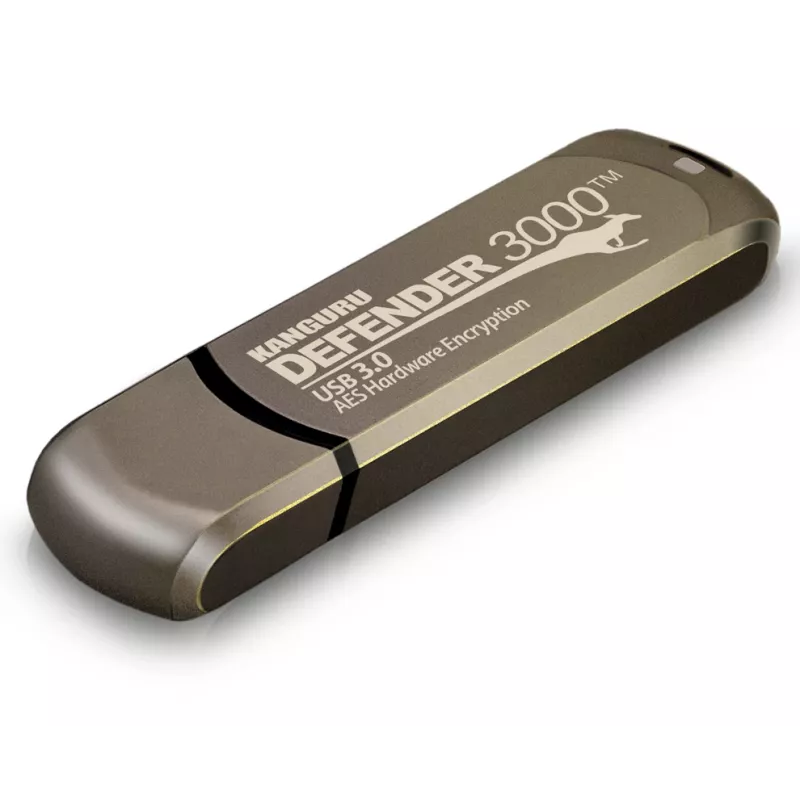 Kanguru Defender 3000™ SuperSpeed USB 3.0 32 GB| Secure Flash Drive | FIPS 140-3 Level 3 pending, FIPS 140-2 Level 3 Certified | AES-XTS 256-bit Hardware Encryption | TAA Compliant|