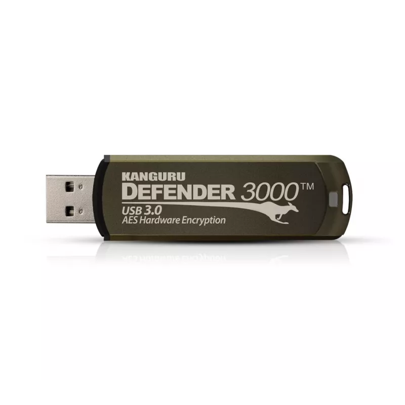 Kanguru Defender 3000™ SuperSpeed USB 3.0 32 GB| Secure Flash Drive | FIPS 140-3 Level 3 pending, FIPS 140-2 Level 3 Certified | AES-XTS 256-bit Hardware Encryption | TAA Compliant|
