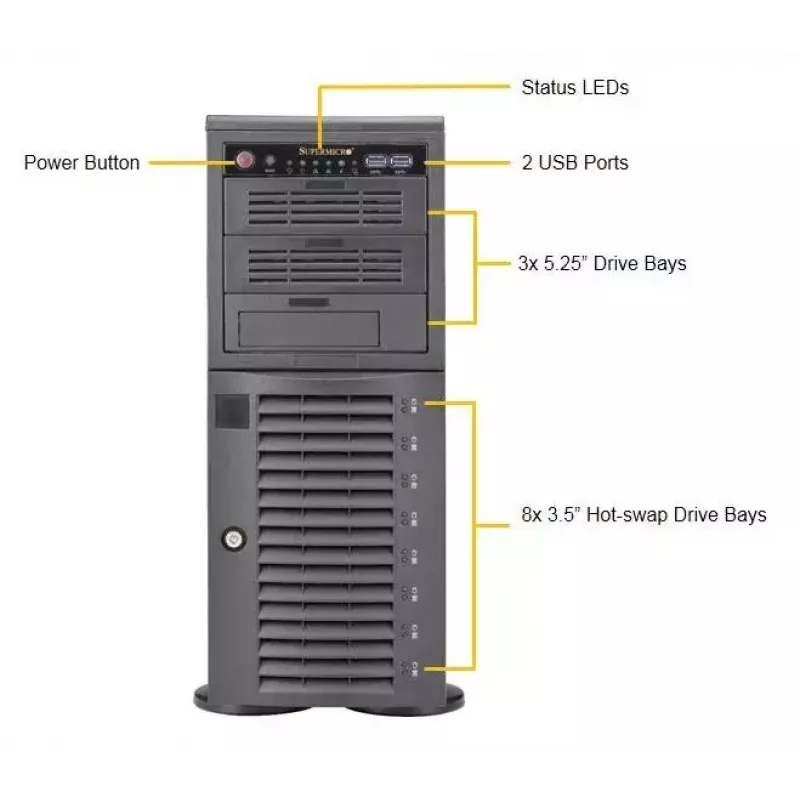 Computer Case Supermicro SuperWorkstation 7049A-T Rack 4U Black