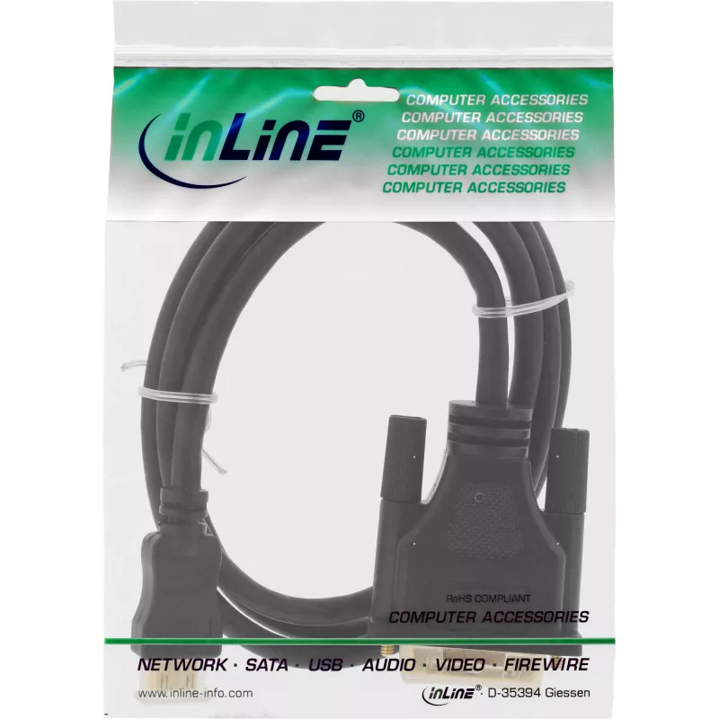 InLine Mini-HDMI to DVI cable, HDMI C male to DVI 18+1 male, gold plated, 2m