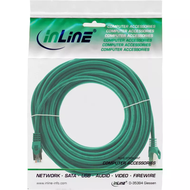 InLine Patch Cable SF/UTP Cat.5e green 10m