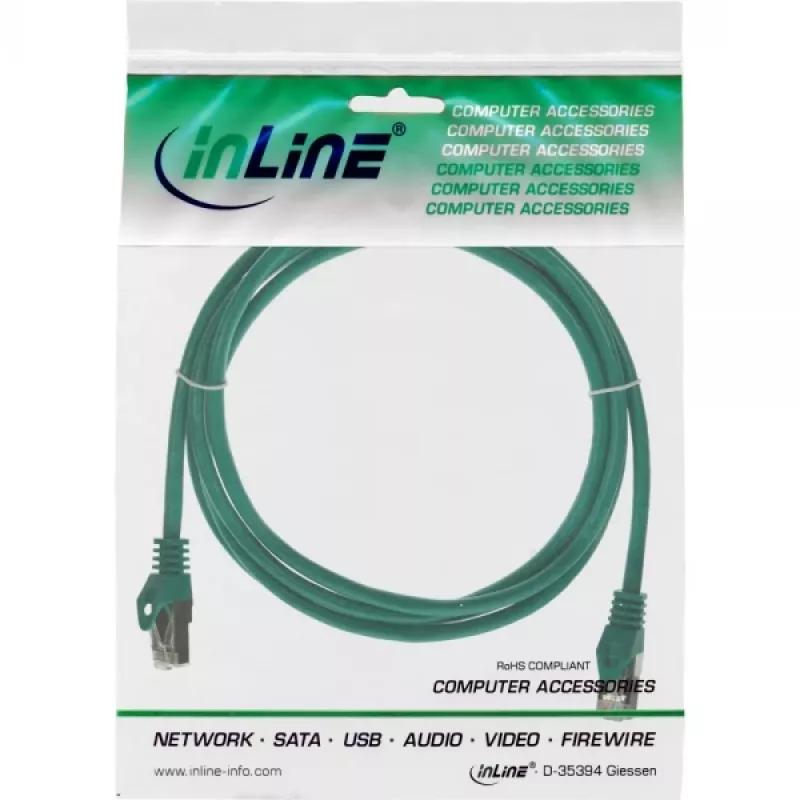 InLine Patch Cable SF/UTP Cat.5e green 0.25m