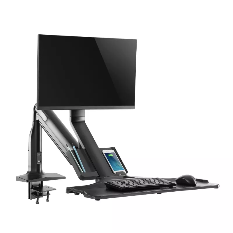 InLine Workstation desk mount with lift, movable, up to 81cm (32 inch) / 9kg