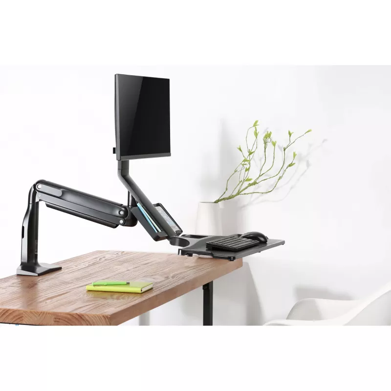 InLine Workstation desk mount with lift, movable, up to 81cm (32 inch) / 9kg