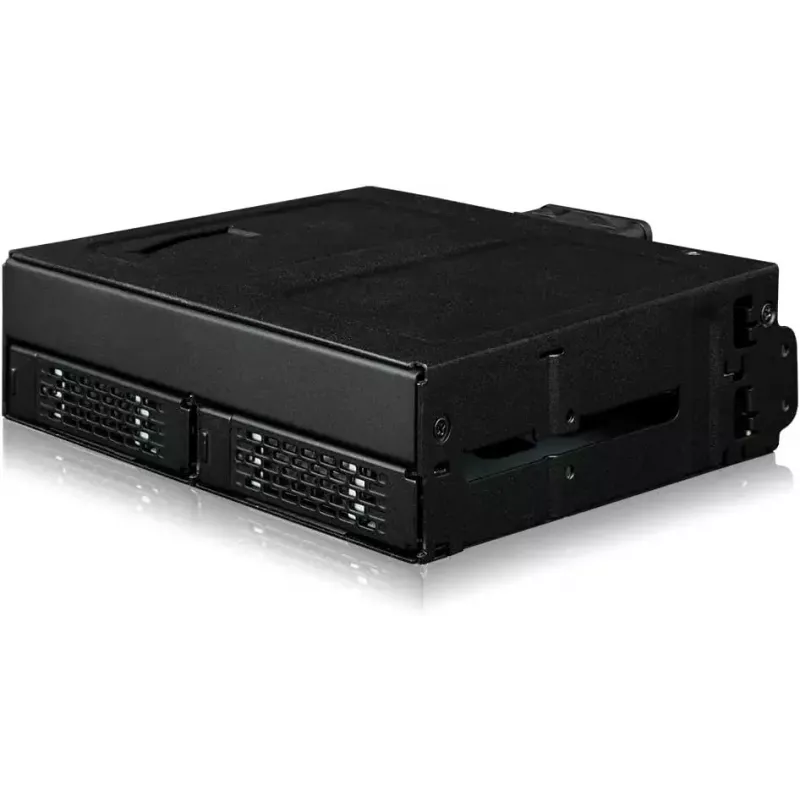 U.2 to SlimSAS NVMe adapter enclosure, icy dock ToughArmor MB105VP-B, PCIe 4.0, supports 2x 2.5 inch drives, 1x 5.2 inch bay