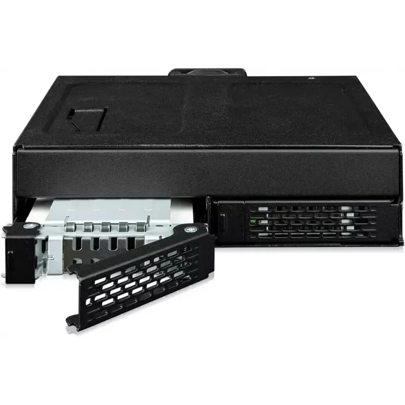 U.2 to SlimSAS NVMe adapter enclosure, icy dock ToughArmor MB105VP-B, PCIe 4.0, supports 2x 2.5 inch drives, 1x 5.2 inch bay