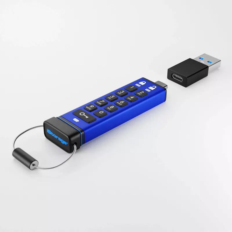 iStorage datAshur PRO+C 512GB | FIPS 140-3 Level 3 Certified | Secure USB Type-C drive | AES-XTS 256-bit Hardware Encryption | PIN protected | Type C-A adapter included