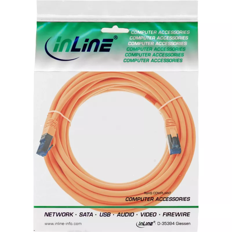 InLine Patch Cable S/FTP PiMF Cat.6A halogen free 500MHz orange 7.5m