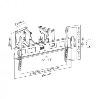 InLine Corner Wall Bracket for TFT / LED / Plasma 37 inch to 63 inch up to 60kg