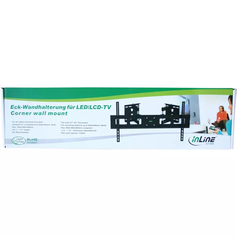 InLine Corner Wall Bracket for TFT / LED / Plasma 37 inch to 63 inch up to 60kg
