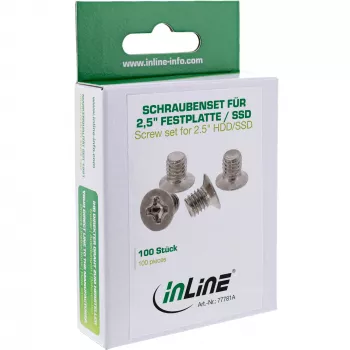 InLine Screw for 3.5 inch HDD/SSD, 3mm, flat head, silver 100pcs. pack