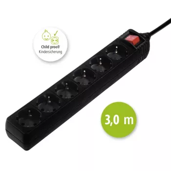Hama 137265 power extension 3 m 6 AC outlet(s) Indoor Black