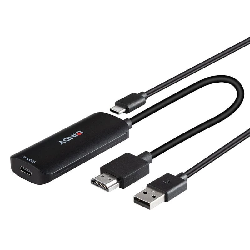 HDMI to USB Type-C Converter Lindy 43423 with USB power input, 0.2 m cable, HDMI + USB-C connectors