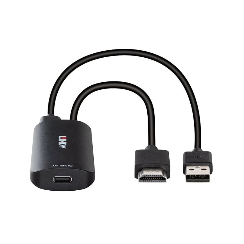 HDMI to USB Type-C Converter Lindy 43423 with USB power input, 0.2 m cable, HDMI + USB-C connectors