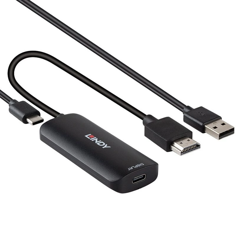 HDMI to USB Type-C Converter Lindy 43423 with USB power input, 0.2 m cable, HDMI + USB-C connectors
