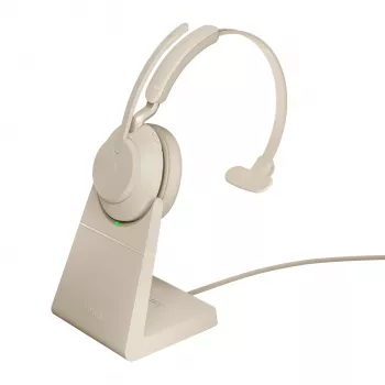 Jabra Evolve2 65 USB-C UC Chrg stand Mono - Beige, Wireless, Office/Call center, 20 - 20000 Hz, 99.2 g, Headset, Beige