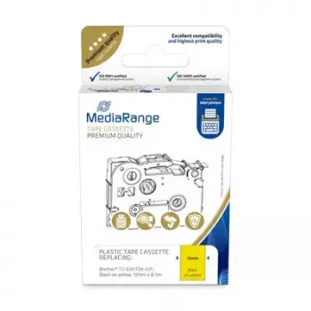 Plastic tape cassette MediaRange TZ-631 12mm black on yellow
