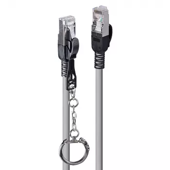 Lindy 3m Cat.6A S/FTP Locking Network Cable, Grey, 3 m, Cat6a, S/FTP (S-STP), RJ-45, RJ-45, Grey