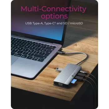 Docking station ICY BOX IB-DK4040a-CPD — 10-in-1 USB-C, HDMI 4K60Hz, VGA, 3×USB-A, Gigabit LAN, PD 100W, SD/MicroSD, Aluminium