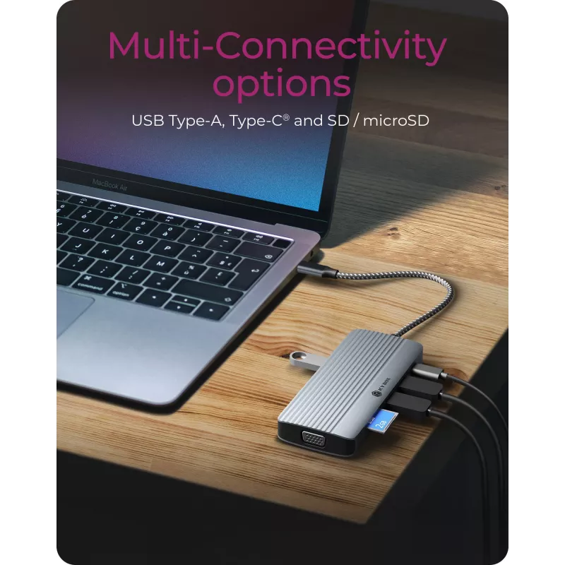 Docking station ICY BOX IB-DK4040a-CPD — 10-in-1 USB-C, HDMI 4K60Hz, VGA, 3×USB-A, Gigabit LAN, PD 100W, SD/MicroSD, Aluminium