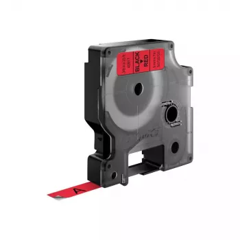 DYMO Authentic D1 Labels | Black Print on Red Tape | 9 mm x 7 m | Self-Adhesive Labels for LabelManager Label Makers | Made in Europe